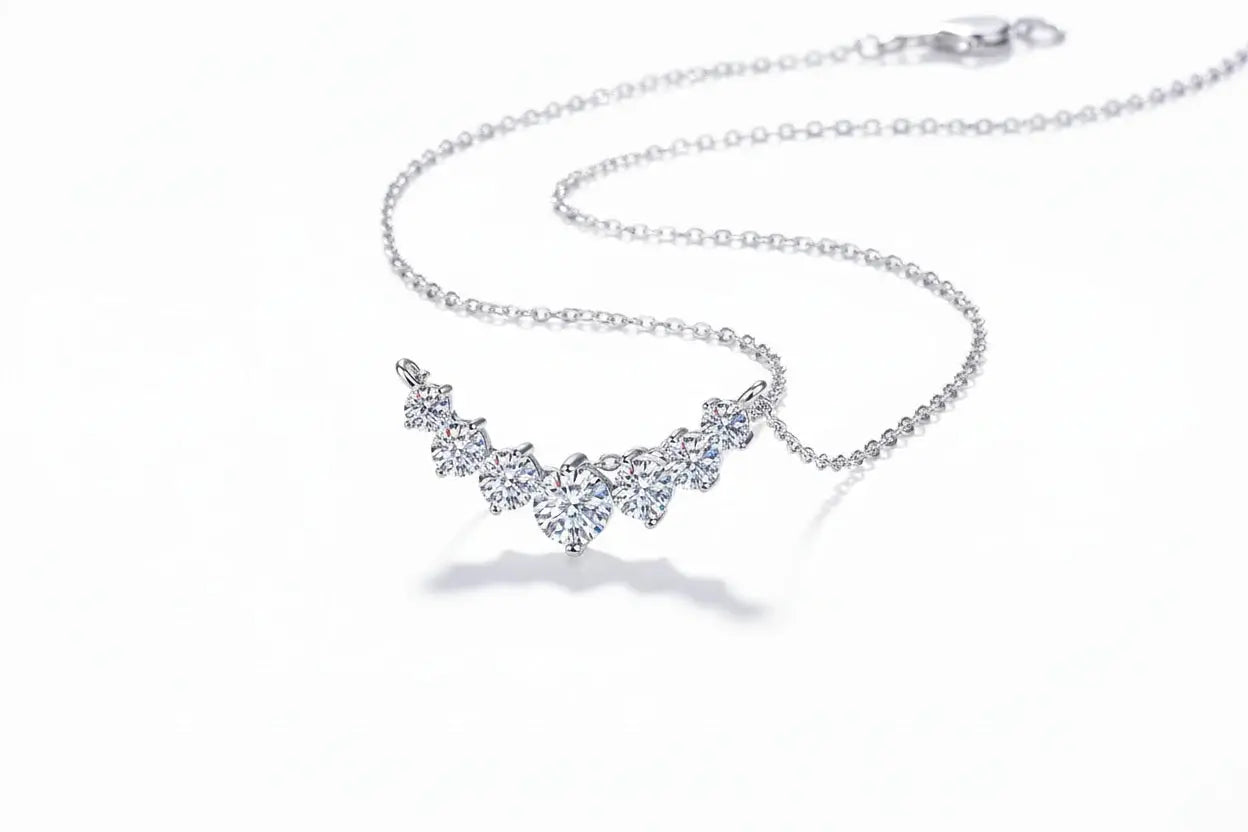 Luminous Oval 1.7CT Moissanite solitaire necklace by Zethech featuring sterling silver with 18k white gold plating, elegant for women.
