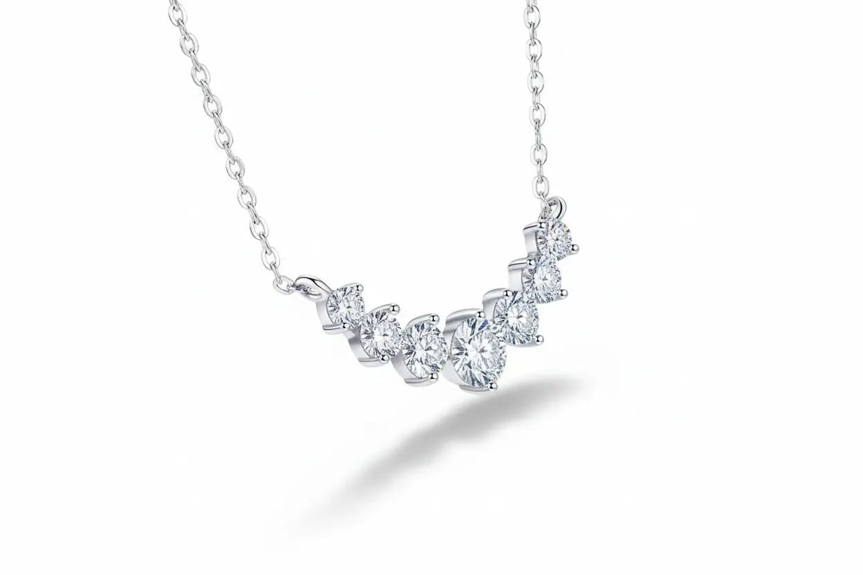 Luminous Oval 1.7CT Moissanite Solitaire Necklace by Zethech, sterling silver with 18k white gold plating, perfect for elegant occasions.