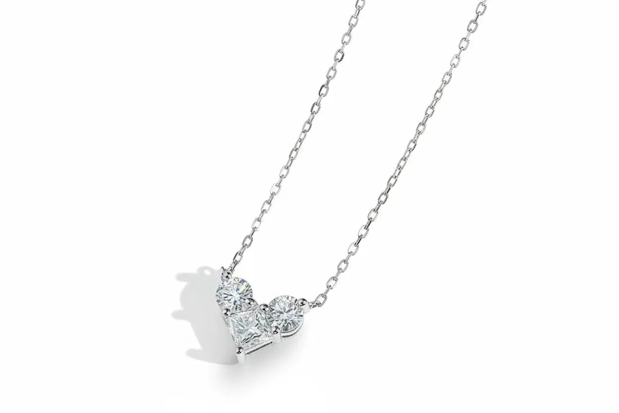Zethech 1.8CT Moissanite solitaire necklace with rose gold chain, lab-grown D-VVS1 diamond pendant for women, S925 silver.