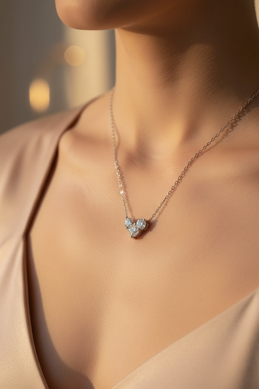 Zethech solitaire pendant necklace with 1.8ct moissanite, rose gold, S925 silver chain, dainty jewelry for women