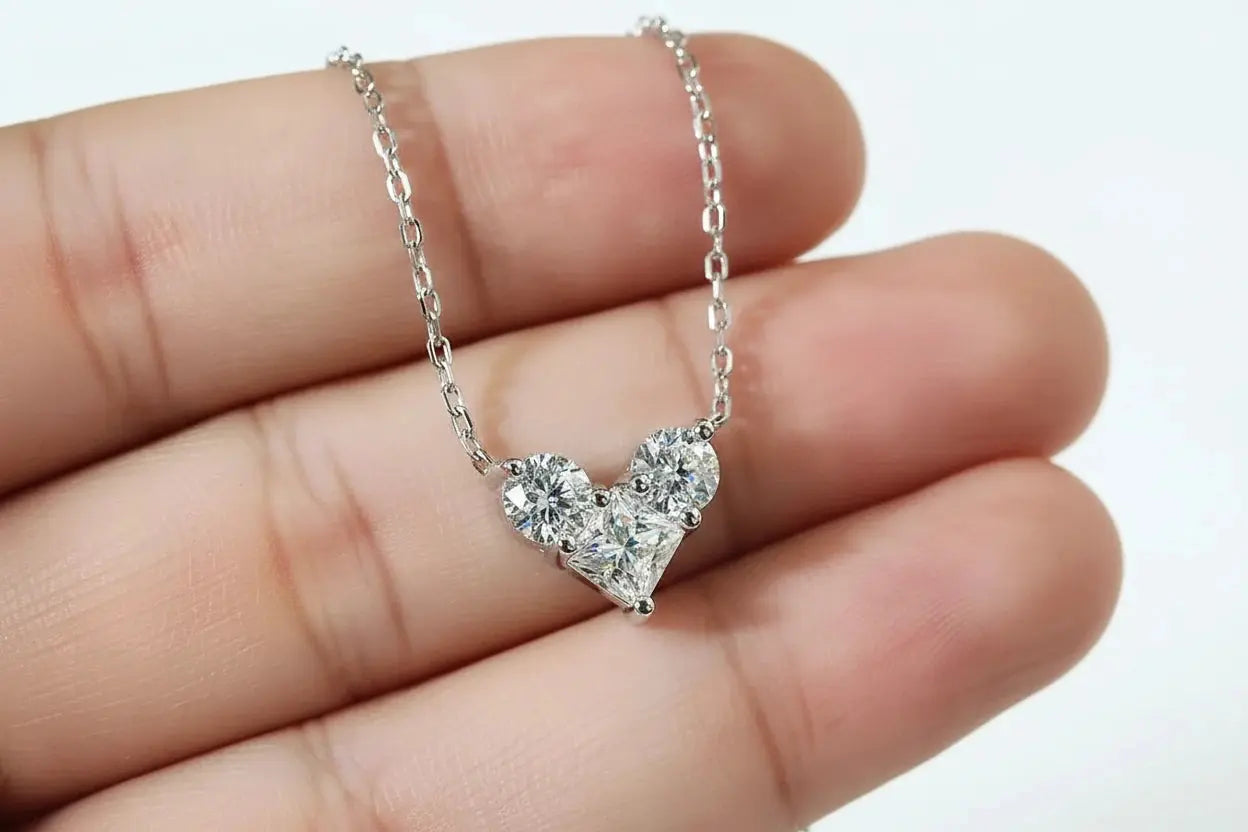 Zethech 1.8CT Moissanite solitaire necklace in rose gold with a lab-grown D-VVS1 diamond pendant on a 45cm S925 silver chain