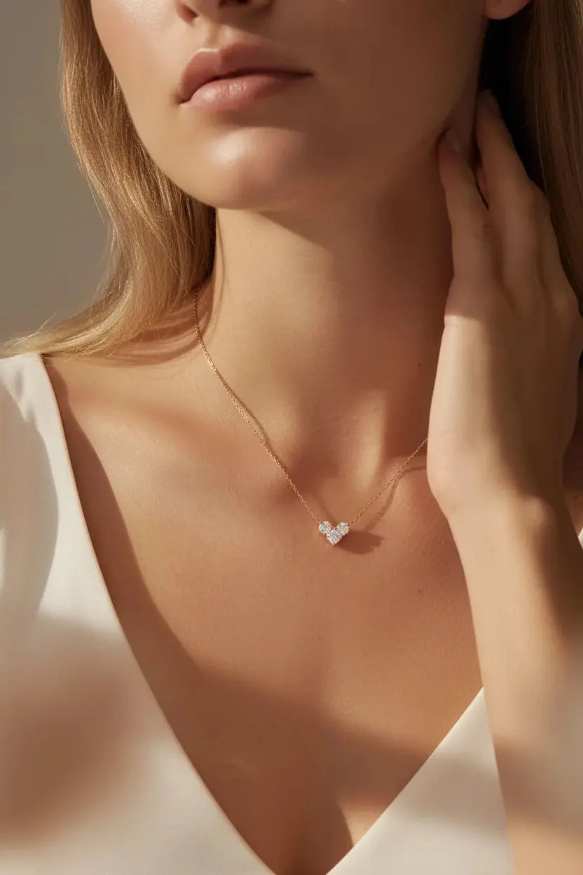 Zethech 1-1.8CT Moissanite Solitaire Necklace with rose gold chain, lab-grown diamond pendant, and S925 silver for women.