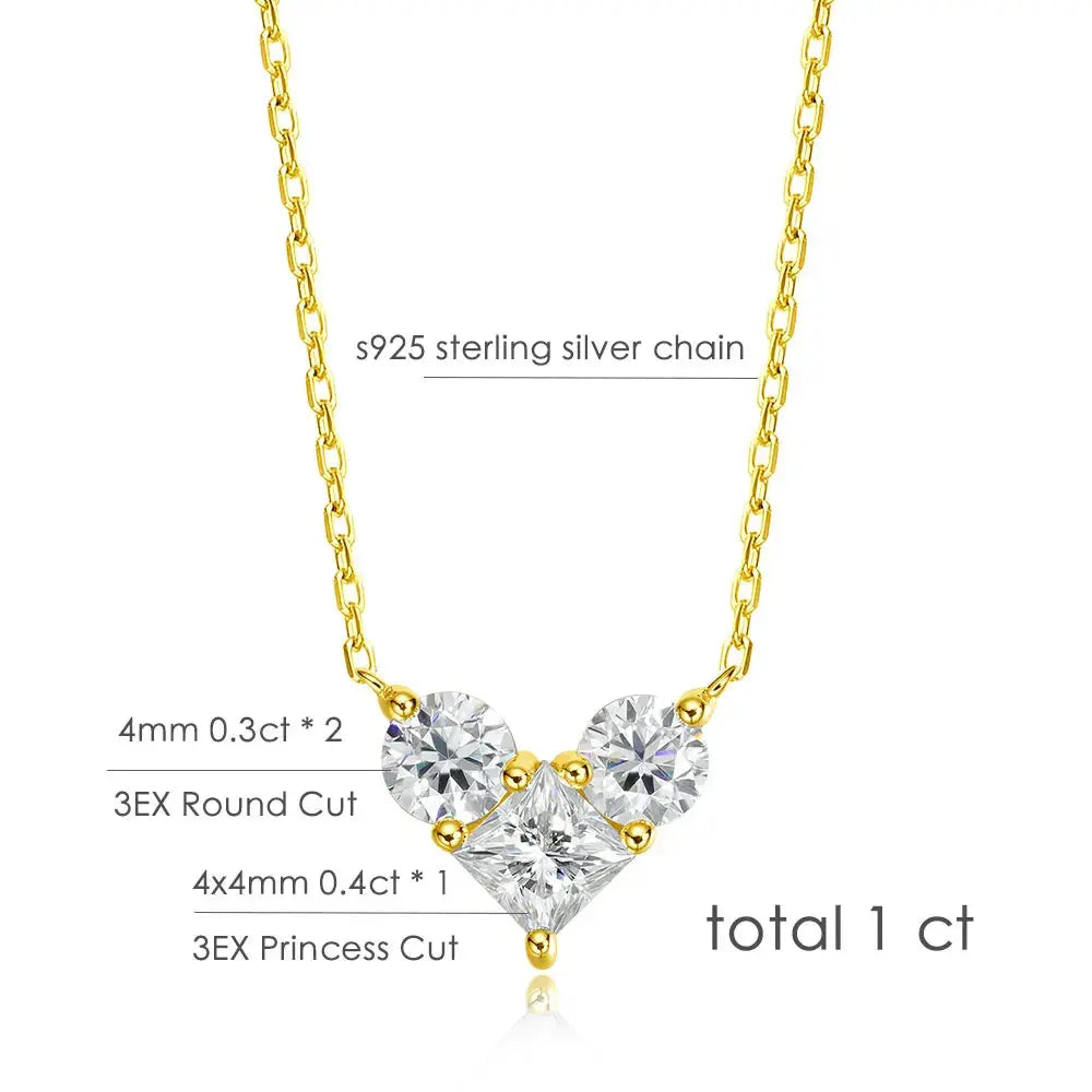 Zethech 1.8CT moissanite solitaire necklace with rose gold chain, D-VVS1 lab diamond pendant, dainty silver jewelry for women