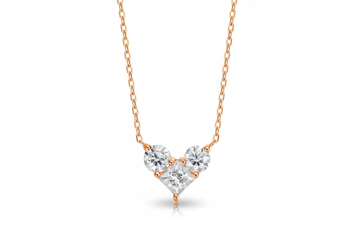 Zethech 1.8CT moissanite solitaire necklace in rose gold with lab diamond, S925 silver chain, dainty pendant for women.