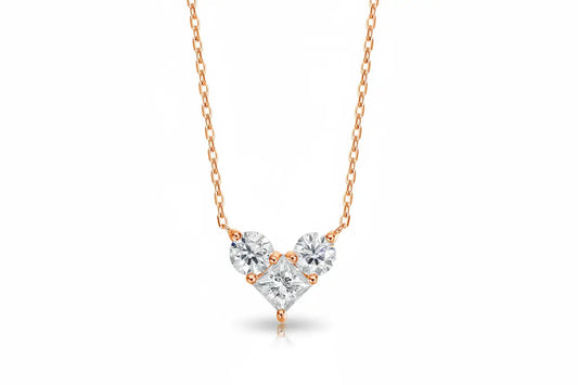 Zethech 1.8CT moissanite solitaire necklace in rose gold with lab diamond, S925 silver chain, dainty pendant for women.