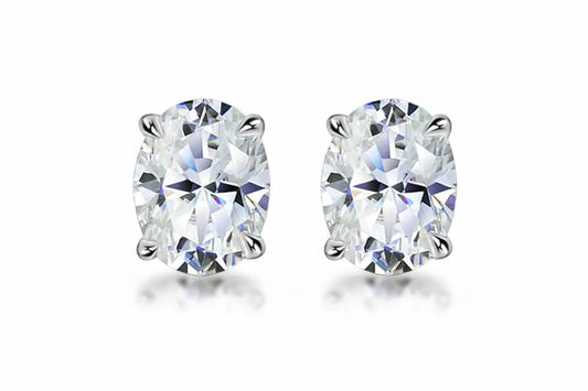 Zethech 1.4ct oval cut moissanite stud earrings in sterling silver, featuring sparkling gemstone with a polished finish for women.