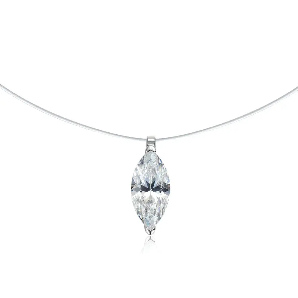 Zethech Signature Silhouette Moissanite Pendant necklace featuring oval-cut, 1ct moissanite on a silver chain, elegant and sparkling.