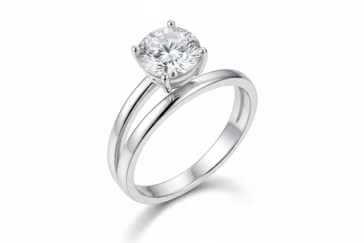 Zethech 2CT moissanite solitaire ring in silver with brilliant cut, 1CT or 2CT options, sparkling wedding band for women.