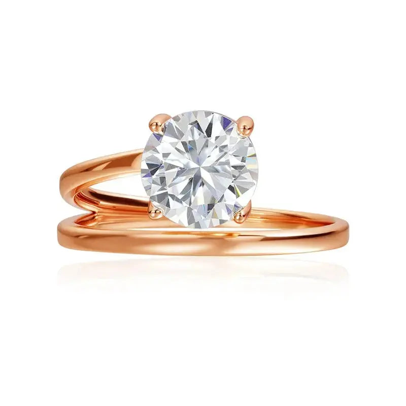 Zethech 2CT Moissanite Solitaire Ring in silver with brilliant cut, sparkling gemstone, perfect for wedding or special occasions.