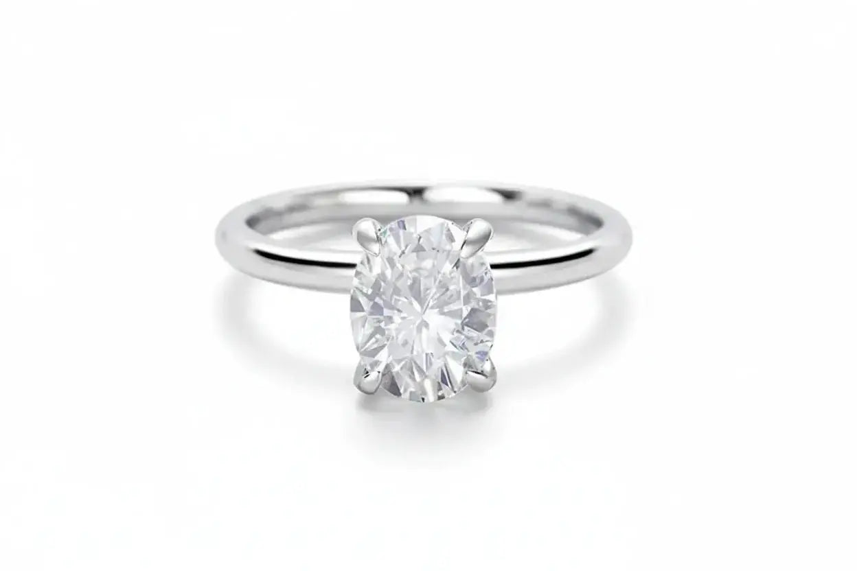 Vintage Glamour Zethech 2-3CT oval cut moissanite ring in 18k plated silver, featuring a sparkling solitaire design for women.