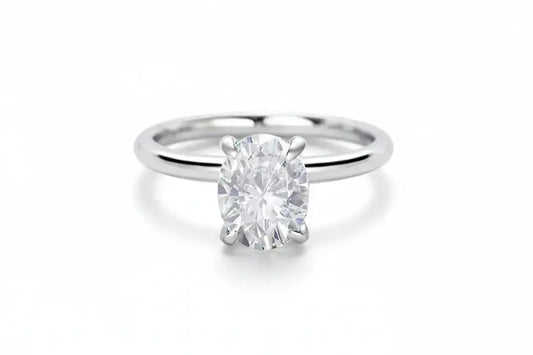 Vintage Glamour Zethech 2-3CT oval cut moissanite ring in 18k plated silver, featuring a sparkling solitaire design for women.