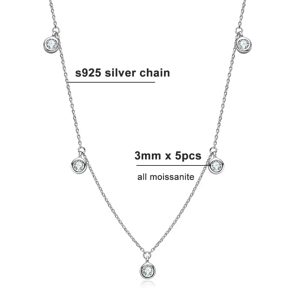 Zethech classic moissanite solitaire necklace with 3mm round lab diamond in white gold, sterling silver, dainty daily jewelry for women