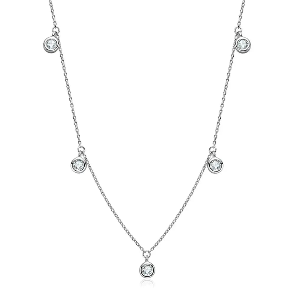 Zethech Classic Moissanite Solitaire Necklace with 3mm white gold setting and round lab diamond, sterling silver, dainty jewelry for women