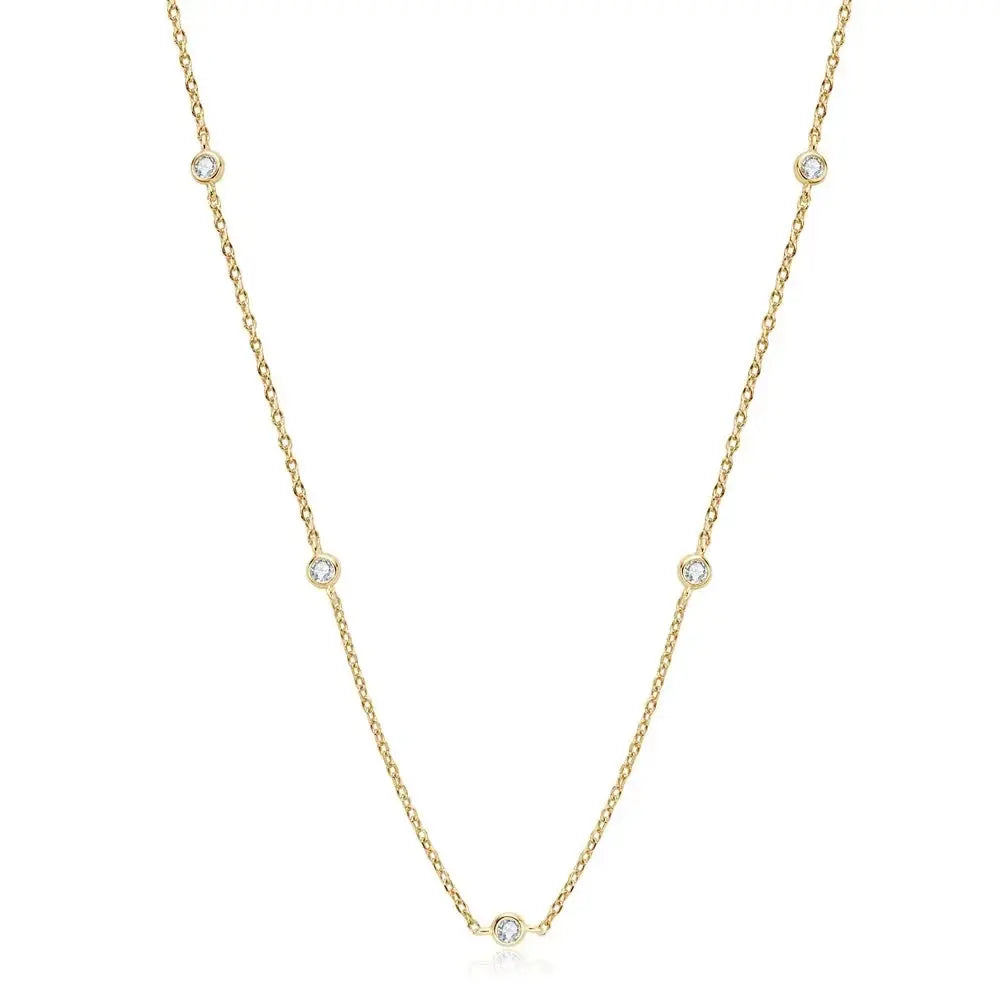 Zethech Classic Moissanite Solitaire Necklace with 3mm round white gold setting and 0.5ct lab diamond-inspired gemstone.