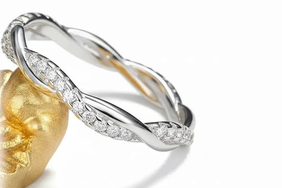 Zethech Twisted Eternity Ring with sparkling moissanite stones