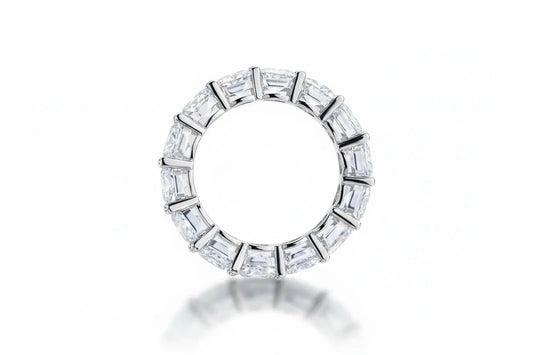 Zethech 7CTTW full eternity band with 5mm round-cut moissanite, sterling silver, sparkling wedding or anniversary ring for women and men.