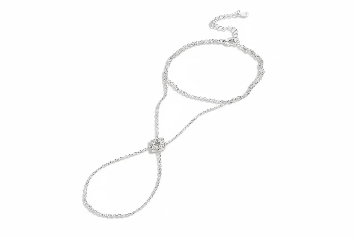 Luminous Line Zethech adjustable moissanite chain bracelet in gold color, sterling silver with lab diamond accents for women.