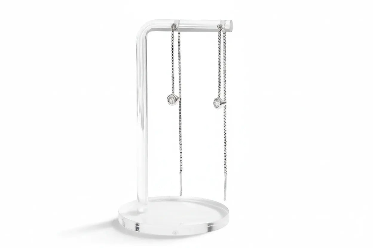 Zethech Cascading Drop Earrings in rose gold with 3mm moissanite stones