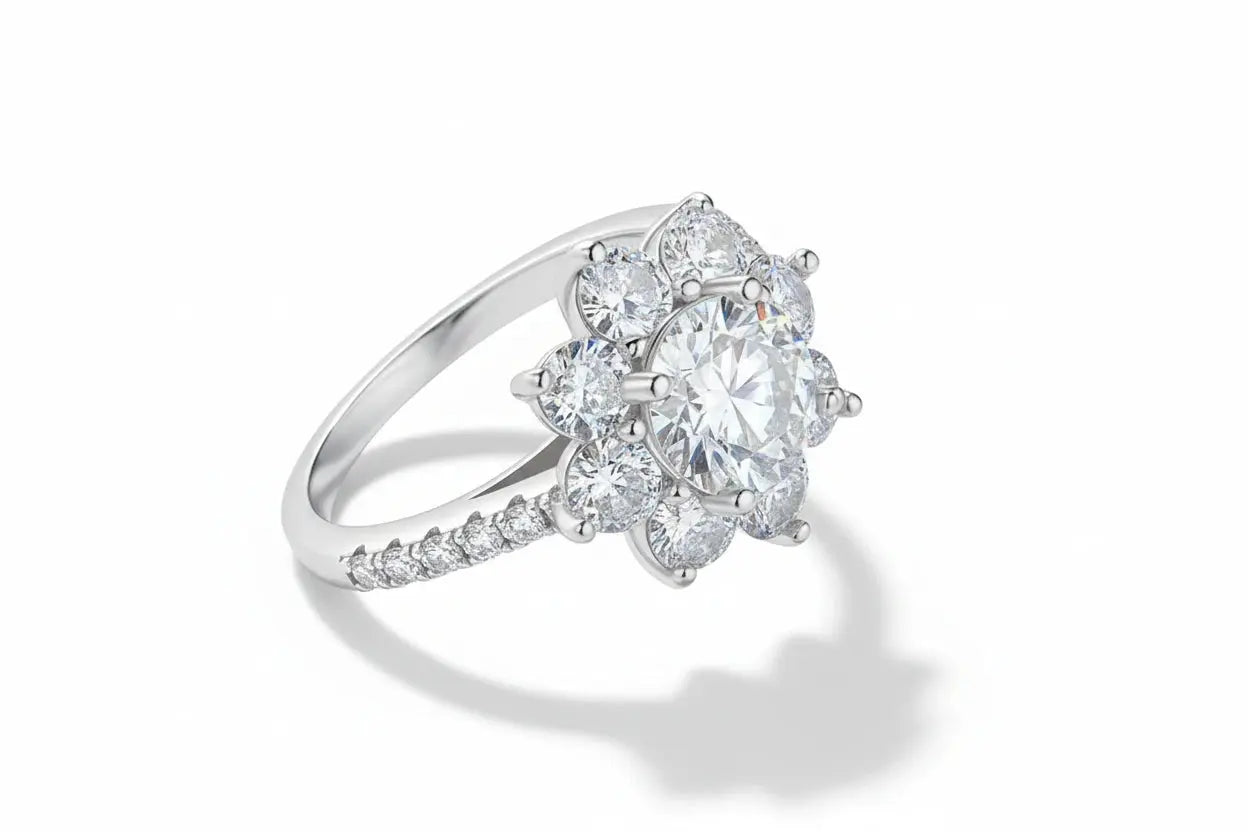 Zethech Halo Moissanite Ring in S925 sterling silver