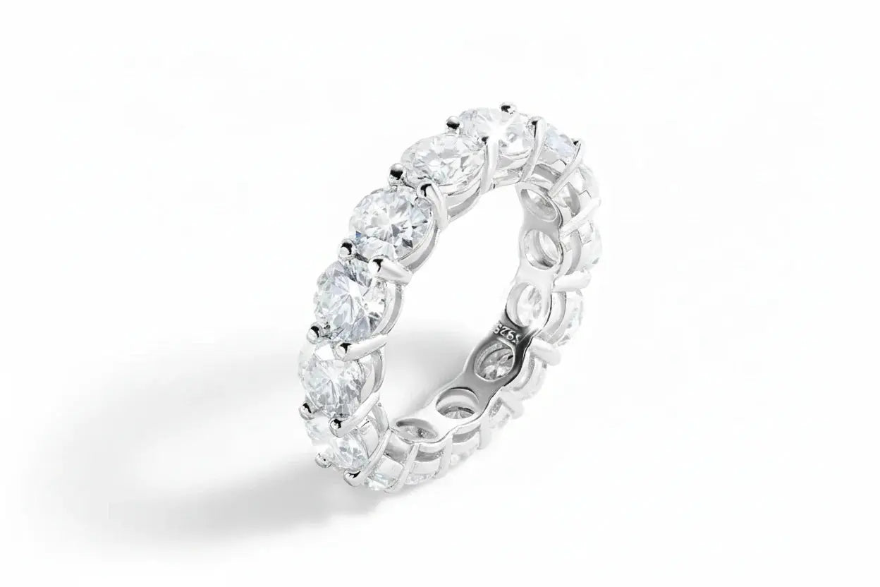 Zethech Full Eternity Ring with continuous moissanite sparkle