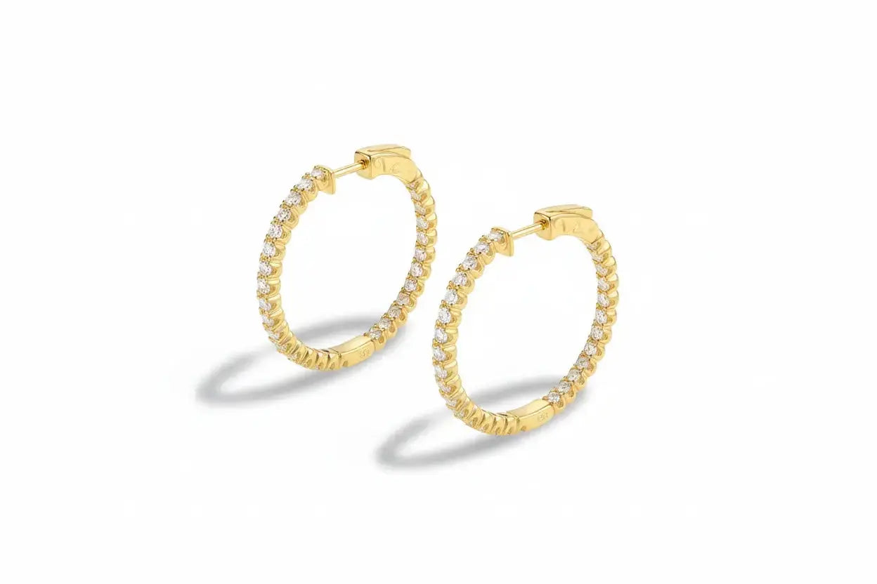 Zethech Halo Hoop Earrings with 2mm VVS1 moissanite stones