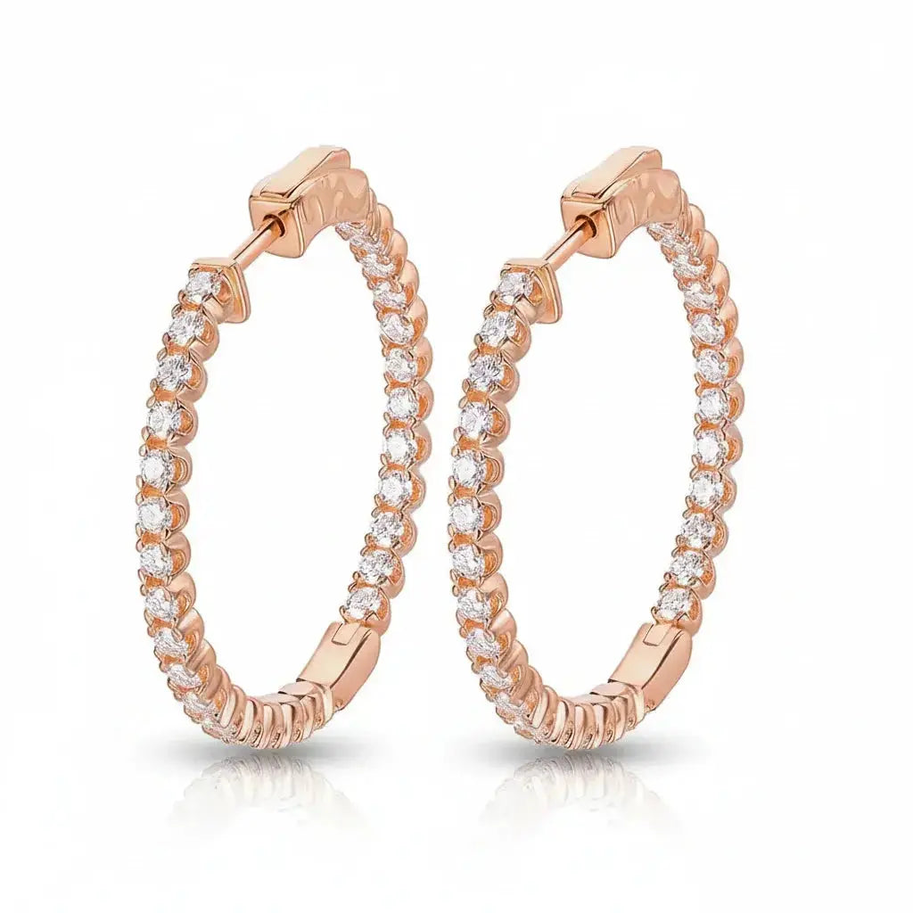 Zethech Halo Hoop Earrings in yellow gold with 2mm moissanite stones