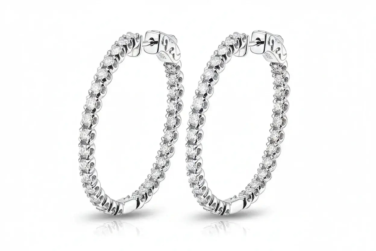 Zethech Halo Moissanite Hoop Earrings in yellow gold finish