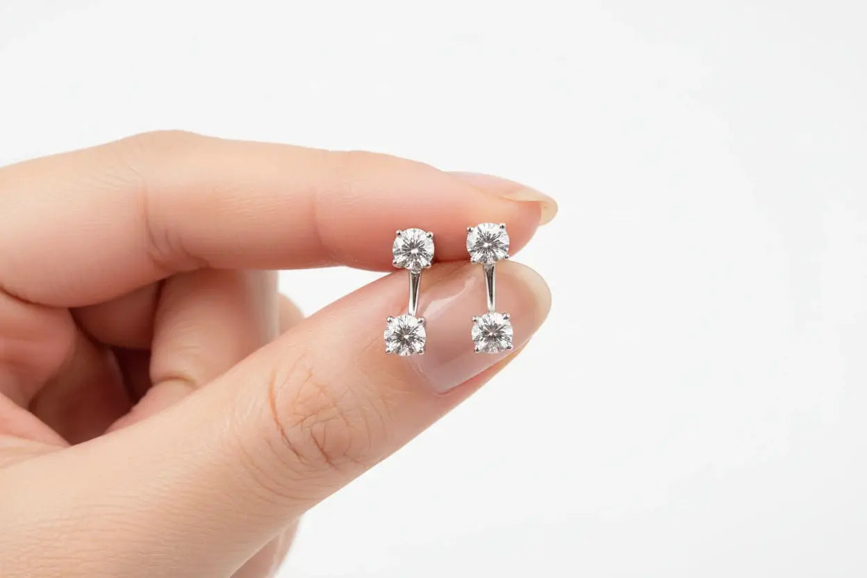 Zethech Round Moissanite Stud Earrings in S925 sterling silver