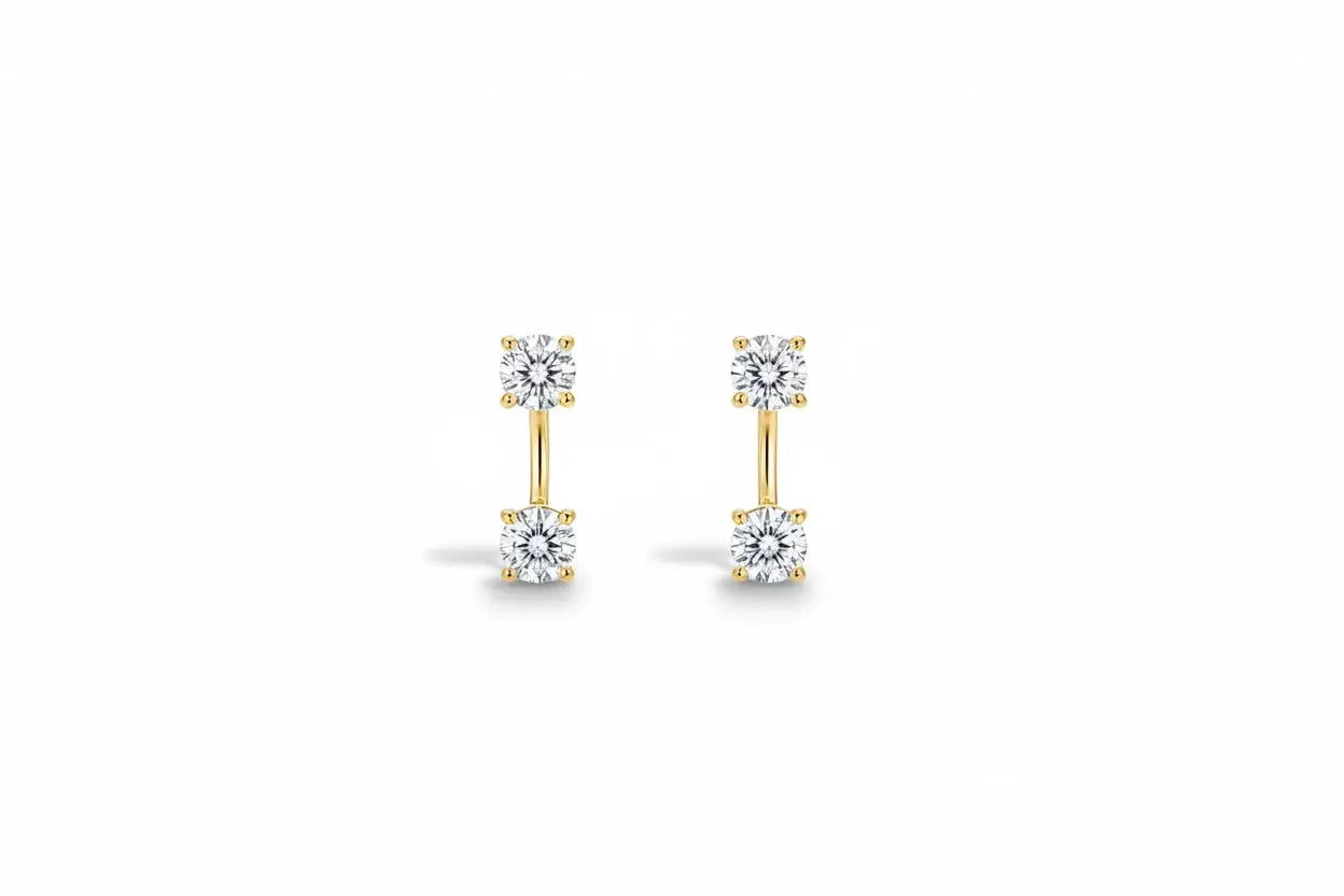 Zethech Rose Gold Moissanite Stud Earrings with 5mm stones