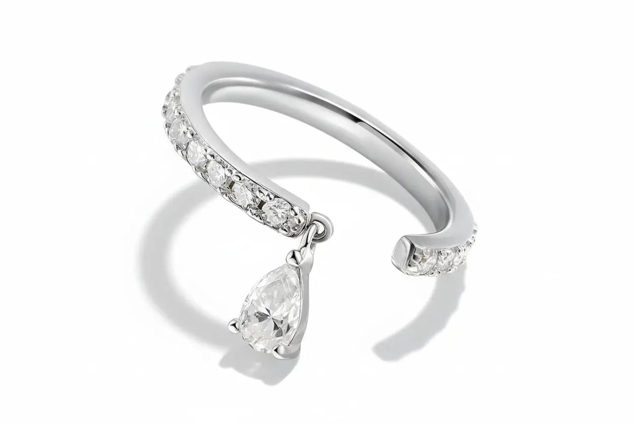Zethech 0.5CT Pear Cut Moissanite Ring in sterling silver