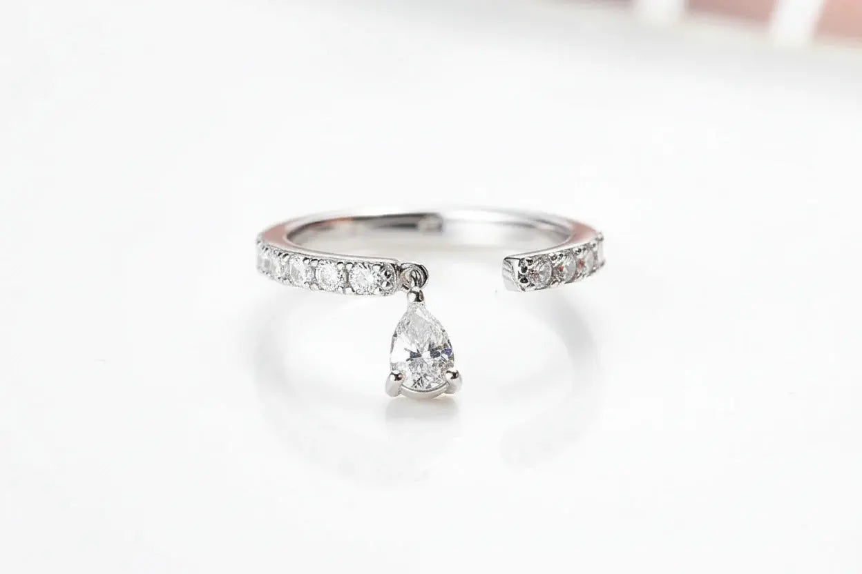 Zethech Pear Solitaire Ring with pear-shaped center stone