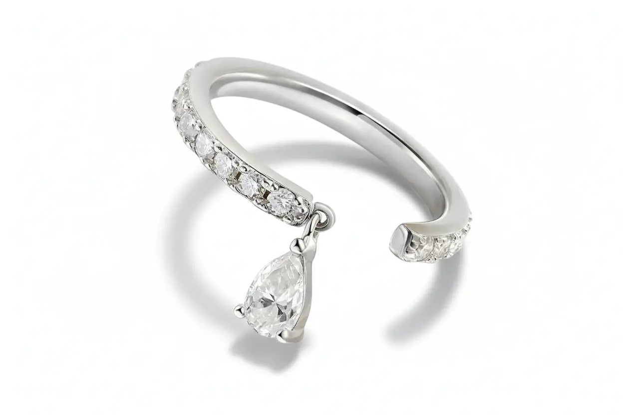 Zethech Pear Cut Moissanite Ring for women with elegant sparkle