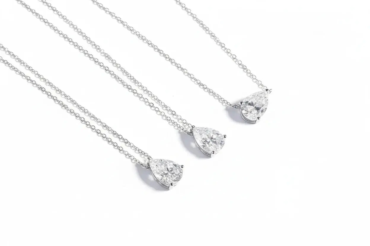 Gold pearl-cut moissanite pendant necklace by Zethech, featuring 1-4 carats, elegant design, with silver 925 chain for women.