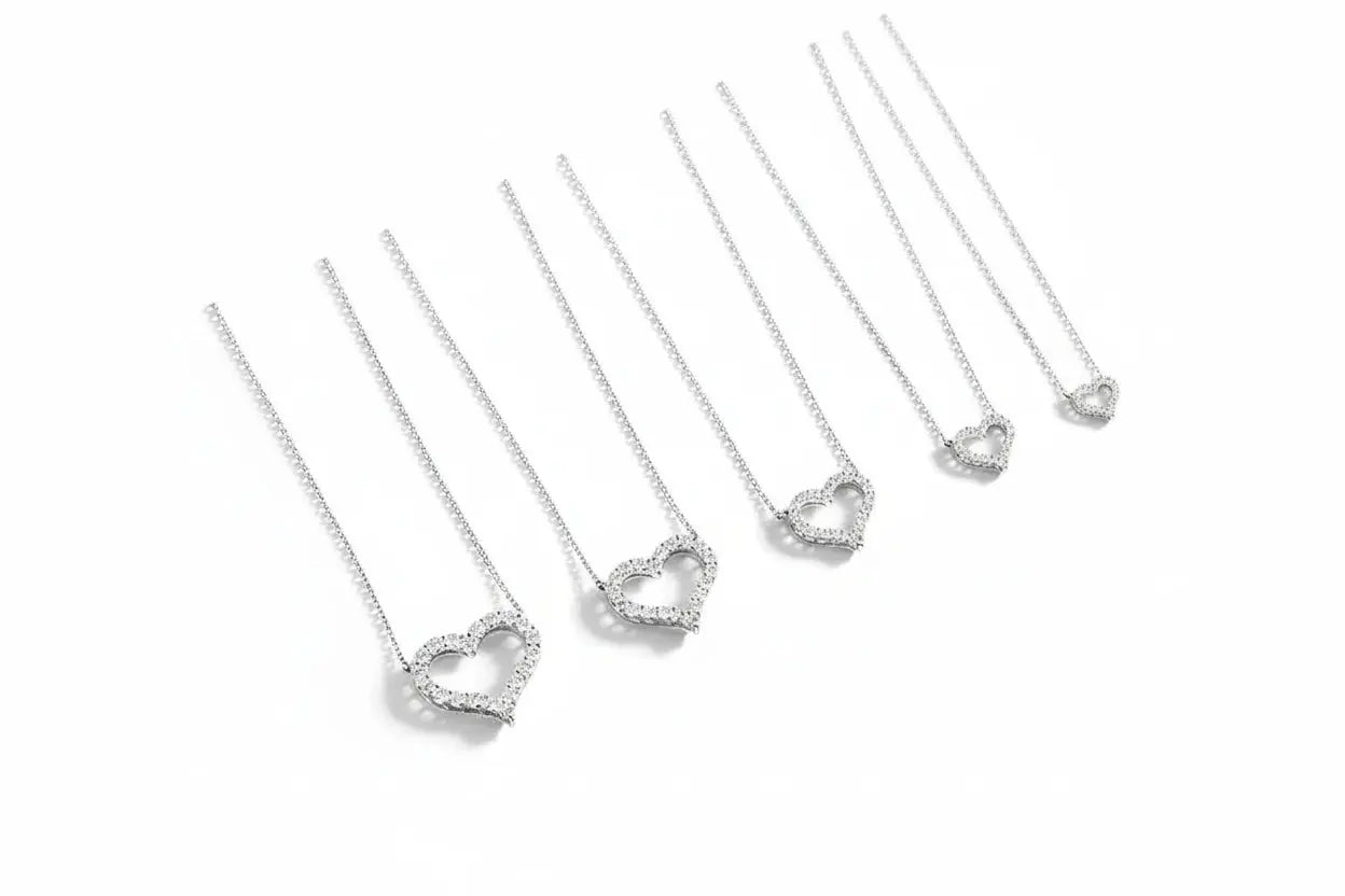 Zethech Radiant Heart Moissanite Pendant Necklace in S925 silver-plated platinum with 0.3ct-2ct moissanite heart-shaped pendant for women