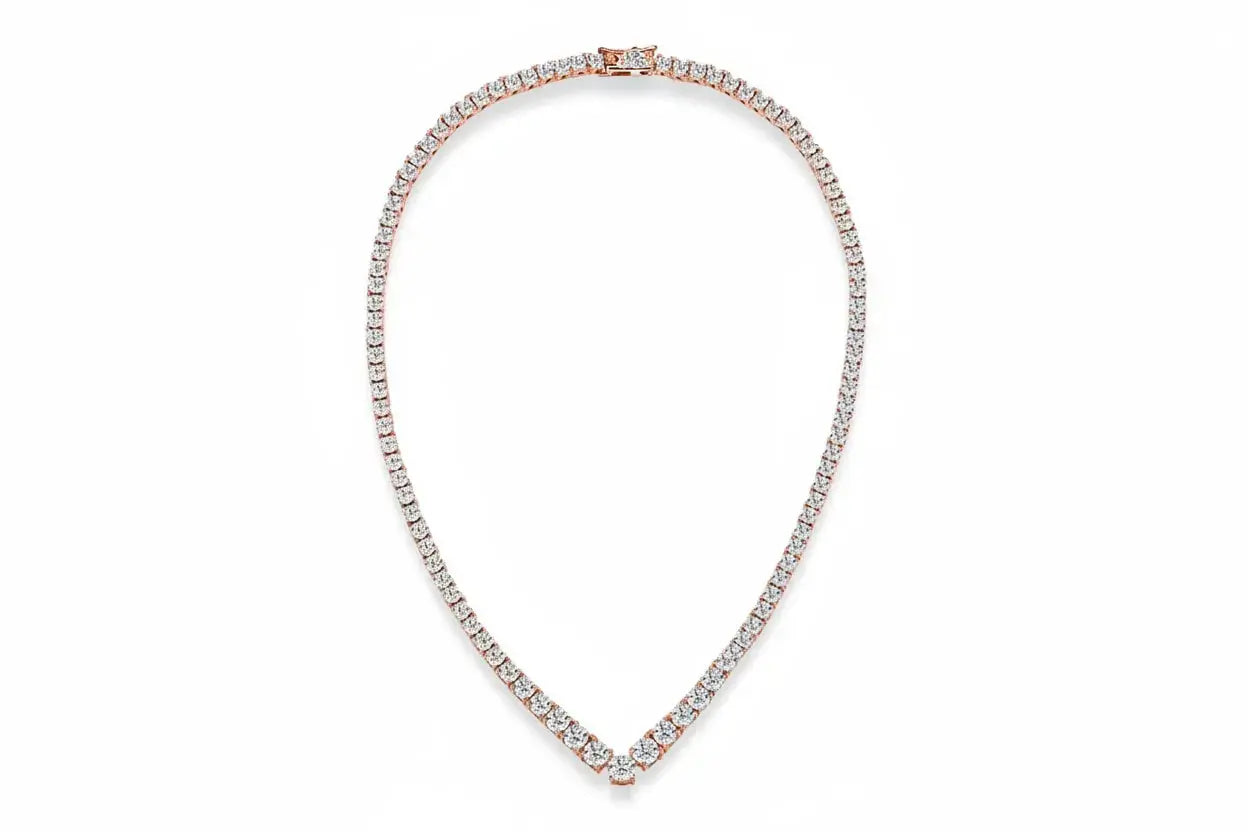 V-Style Moissanite Tennis Necklace (13-21CT)