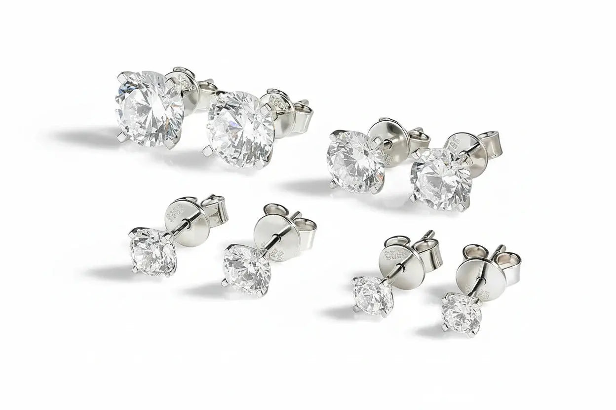 Zethech Pure Radiance Moissanite Stud Earrings with round stones