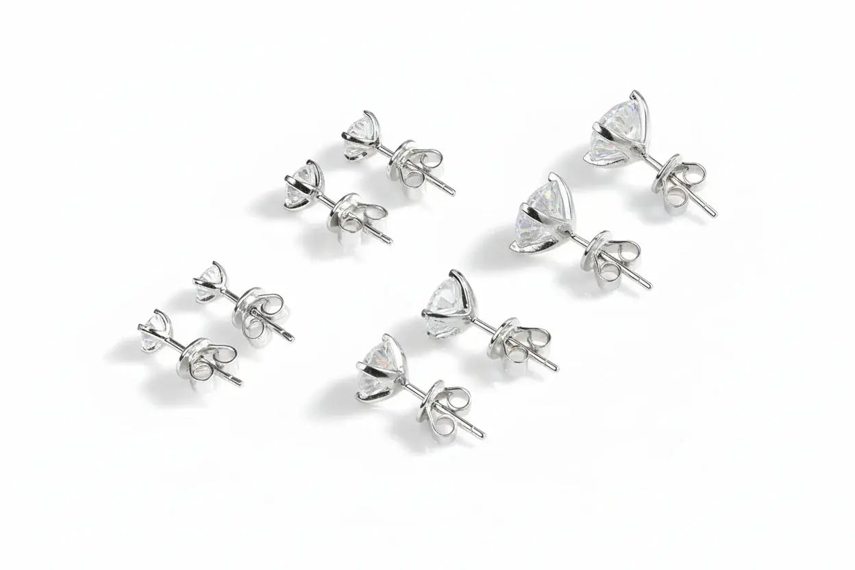 Zethech Moissanite Stud Earrings with white gold finish