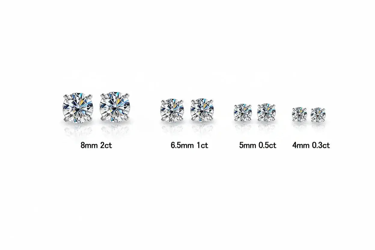Zethech Pure Radiance Moissanite Stud Earrings in a white gold-tone finish