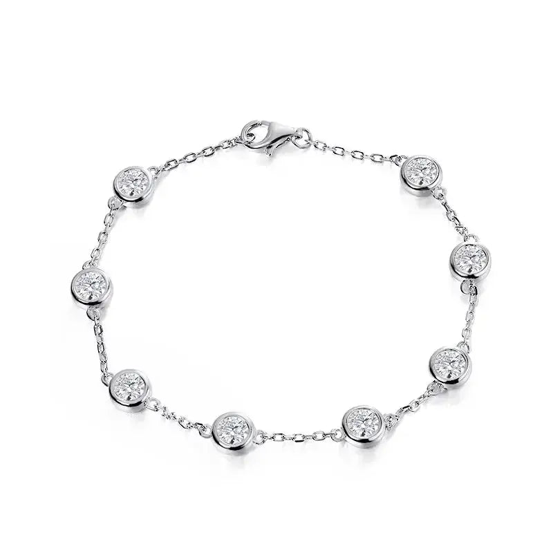Silver Radiant Bubble Moissanite Tennis Bracelet by Zethech with sparkling stones on a delicate chain.