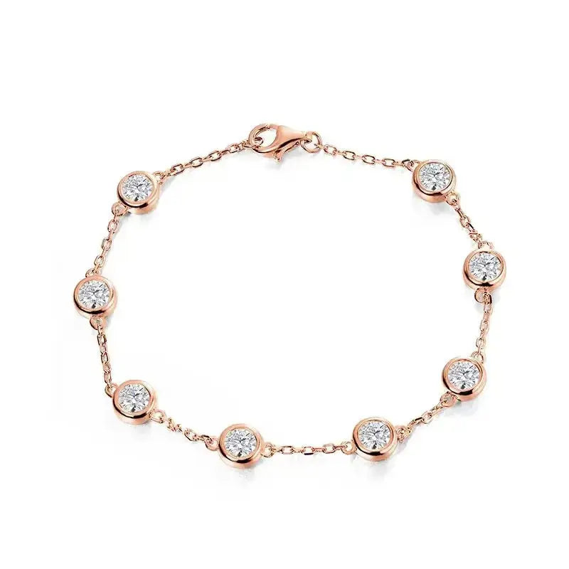 Silver Zethech Radiant Bubble Moissanite Tennis Bracelet with sparkling stones on a 16cm chain.