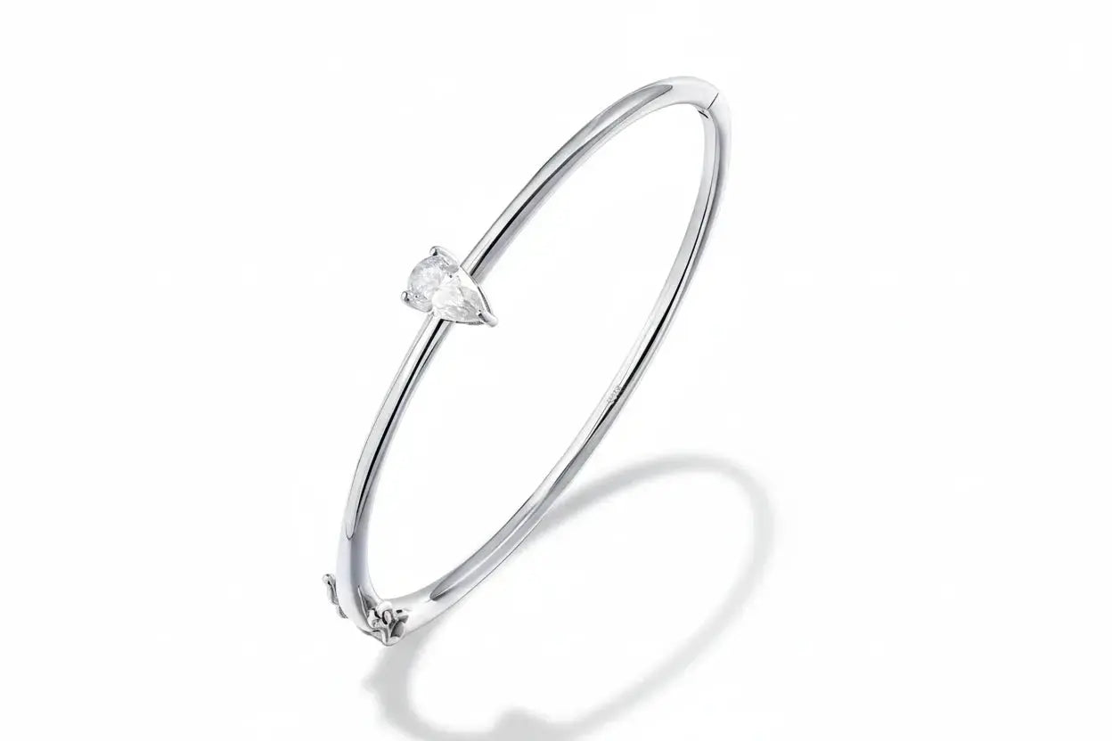Zethech Pear Solitaire Bangle, certified 1CT pear-cut moissanite bracelet