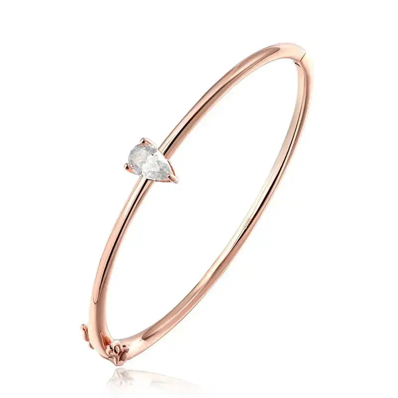 Zethech Pear Solitaire Bangle in S925 silver with pear-cut stone