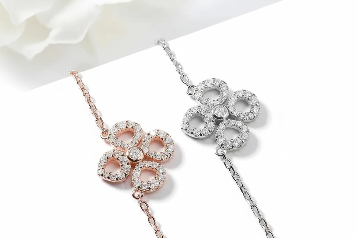 Silver Zethech Moissanite flower necklace with sparkling pendant and chain, crafted in sterling silver, for elegant women's jewelry.