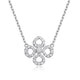 Silver Zethech Moissanite flower necklace with sparkling full-moissanite pendant on a 40cm chain, sterling silver and 18k plated jewelry.