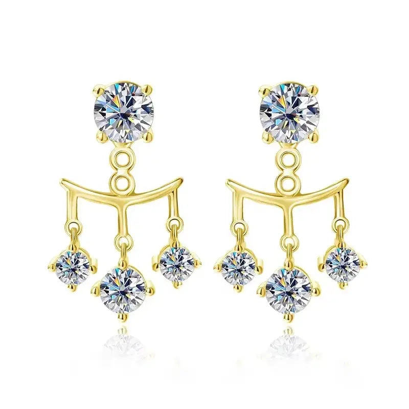 Silver Zethech Luminous Grace 2CTTW Moissanite Drop Earrings with sparkling gemstone accents and elegant design