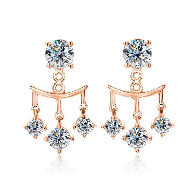 Silver Zethech luminous grace 2CTTW moissanite drop earrings with sparkling gemstones and elegant design.