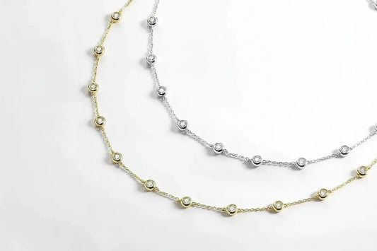 Silver Zethech Radiant Array 2CTTW Moissanite Tennis Necklace featuring sparkling, radiant moissanite stones in a sleek tennis necklace design.