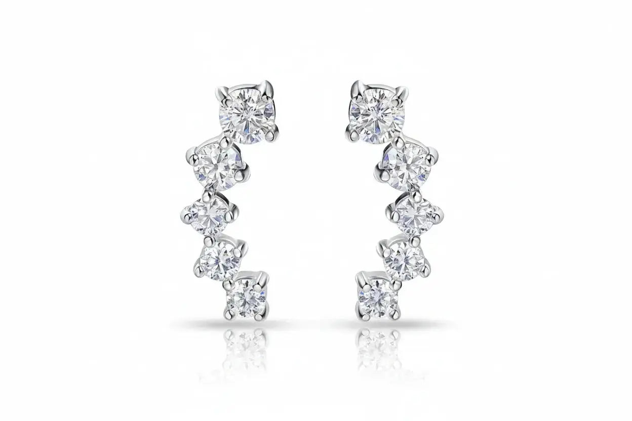 Zethech 1.16CT gradient moissanite stud earrings in sterling silver, sparkling jewelry for women, perfect for parties.