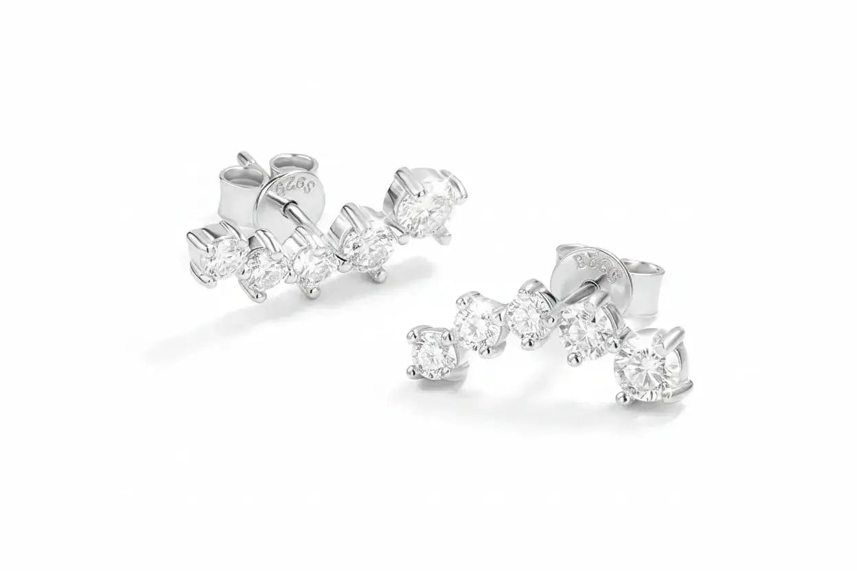 Zethech 1.16CT gradient moissanite stud earrings in silver, sparkling gemstone jewelry for women, sterling silver design