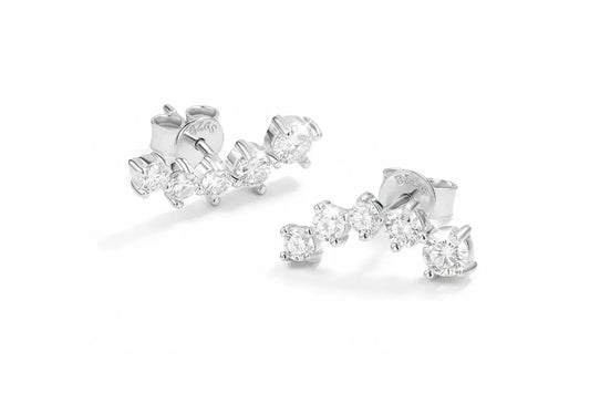 Zethech 1.16CT gradient moissanite stud earrings in silver, sparkling gemstone jewelry for women, sterling silver design